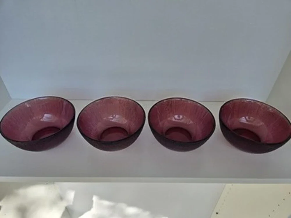 Vintage Glass Amethyst Purple Bowls - Set Of 4